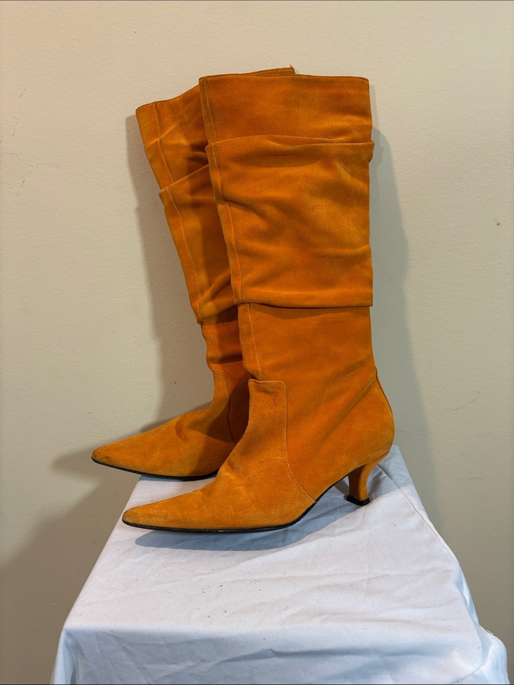 Vintage Prialpas Orange Suede Zipper Boots